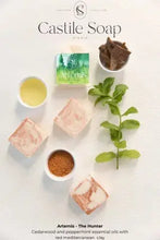 Load image into Gallery viewer, 4.5 Artemis - The Hunter - natural soap with peppermint and cedarwood essential oils Castile Soap Studio