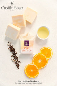 4.3 Eos  - Goddess of the Dawn natural soap with Orange and clove essential oils Castile Soap Studio